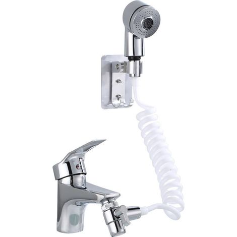 Séparateur universel et facile à installer pour pommeau de douche/pulvérisateur portatif, adapté aux lavabos et aux douches. (1/5)