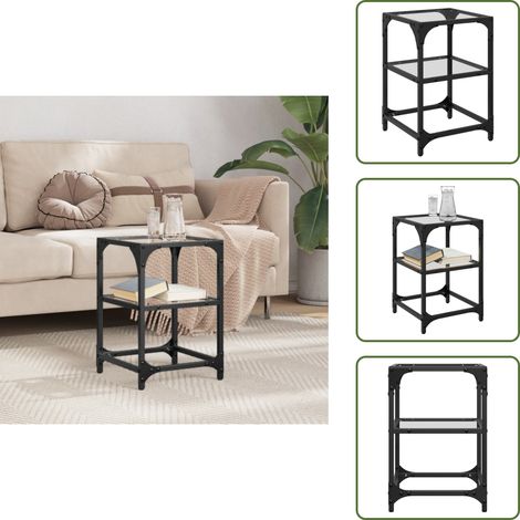 Couchtisch mit Glasplatte Transparent 30x30x45 cm Stahl - Couchtisch - Wohnzimmertisch - Glastisch - Holztisch - Beistelltisch