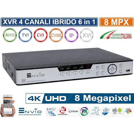 XVR DVR 6in1 AHD CVI TVI CVBS IP 4 CANALI UTC ULTRA HD 4K 8MP P2P CLOUD XMEYE HDMI WIFI READY (1/2)