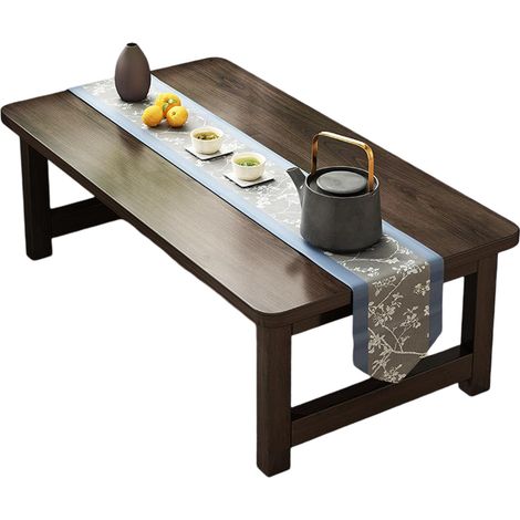 petite table basse pliante de style chinois pour fenêtre en baie, table d'appoint pour lit tatami, table en bois massif (1/5)