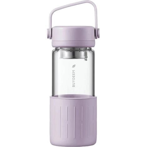 Bouteille en verre avec infuseur BUYDEEM 350 ml, modèle CD1008, couleur violet pétale