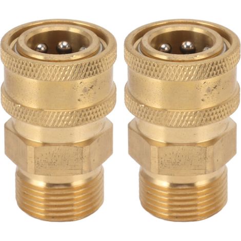 2 adaptateurs de raccord M22 en cuivre pur pour nettoyeur haute pression, 3/8" NPT femelle vers mâle, trou intérieur 14 mm/0,55 po