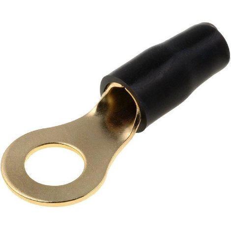 50x Connecteurs anneau M8 10mm2 - dore isole noir