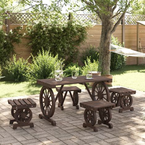 Juego de comedor de jardín 5 piezas madera maciza de abeto vidaXL (1/5)