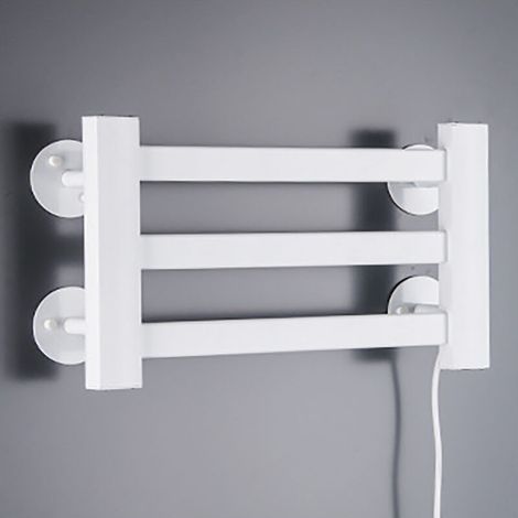 Sèche-Serviettes Électrique,salle de bain température constante 120W murale sans poinçonnage, 3 couches blanc (1/4)