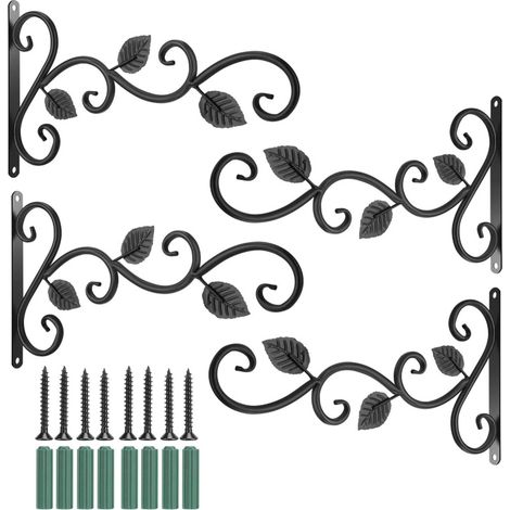 Set mit 4 Wandhaken aus Eisen für Pflanzen, Vogelfutterhäuschen, Laternen und Windspiele.