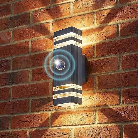 Applique Murale Exterieur avec Capteur Crépusculaire, Gris Anthracite GU10 Aluminium Up Down Eclairage Exterieur, IP65 Étanche Luminaire Lumiere Lampe Exterieur pour Jardin, Patio, Garage (1/5)