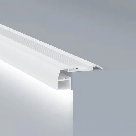 Silamp – Nez de marche alu 2m blanc pour ruban LED 10mm – Profilé pour éclairage moderne – Installation rapide et élégante (1/2)