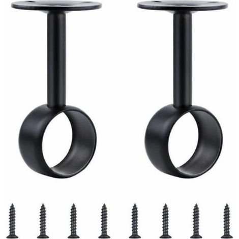 Porte-tube rond épaissi en acier inoxydable - noir, pour tubes ronds de 32 mm de diamètre, 92 mm × 46 mm, 2pcs (1/3)