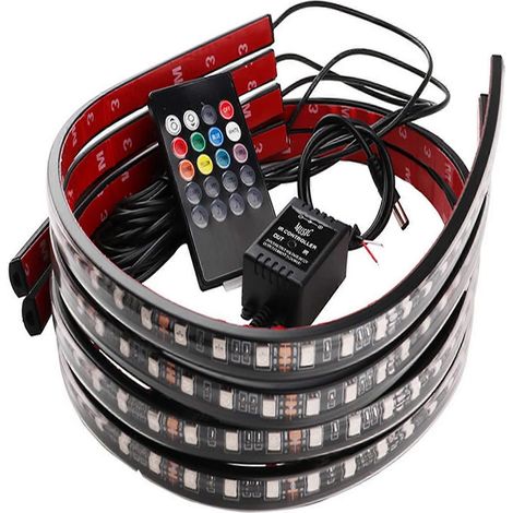 Kit d'éclairage néon sous caisse à LED 7 couleurs avec commande vocale et télécommande sans fil (1/5)