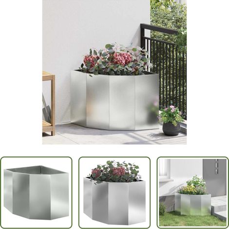 Bac d'angle -  Jardinière d'Angle Argent 60 x 60 x 50 cm Acier galvanisé (1/5)