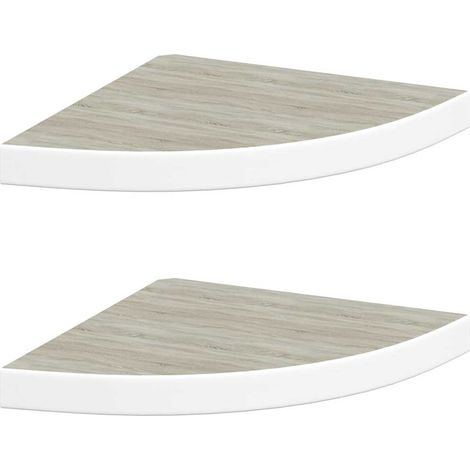 Mensole Angolari 2 pz Rovere e Bianco 35x35x3,8 cm in MDF (1/5)