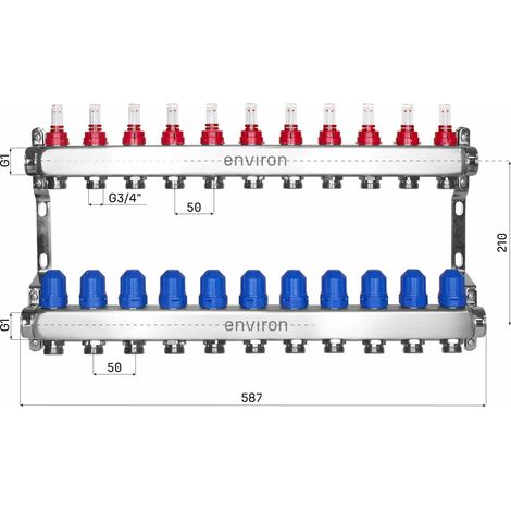 Edelstahl Heizkreisverteiler 2 - 12 fach