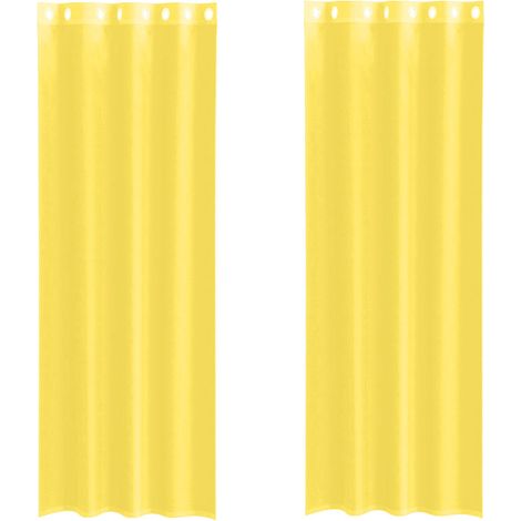 Maison Exclusive - Voile Vorhänge mit Ösen 2 Stk. Gelb