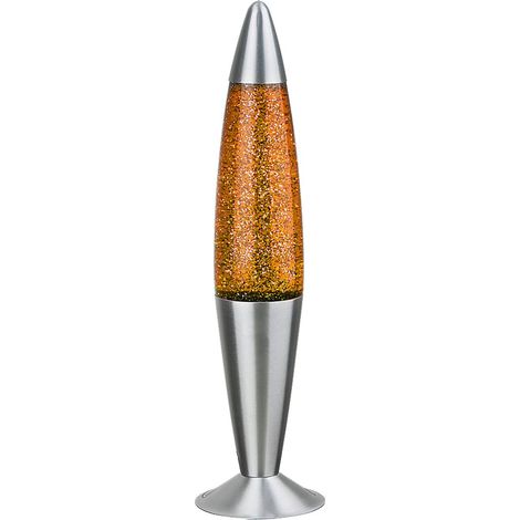Lavalampe Tischleuchte Kinderzimmerlampe Farbwechsel Silber Glas H 42,5 cm (1/3)