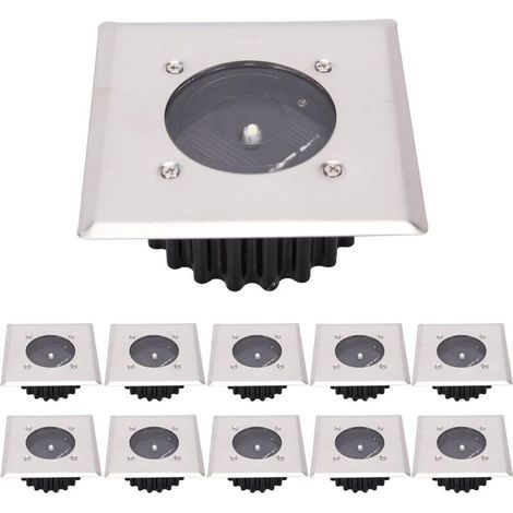 LED Lampe solaire au sol 10 Pack, lumière extérieure, Réverbère Lumières, Ensevelies Lumière, étanche IP65 (Blanc Froid) [Classe énergétique A+] (1/4)