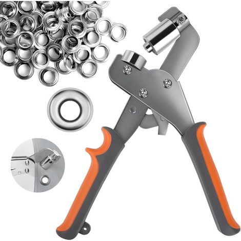 Pince à œillets professionnelle avec 300 œillets (Ø 10 mm), presse à œillets en acier trempé,pince à œillets magnétique avec œillets (1/5)