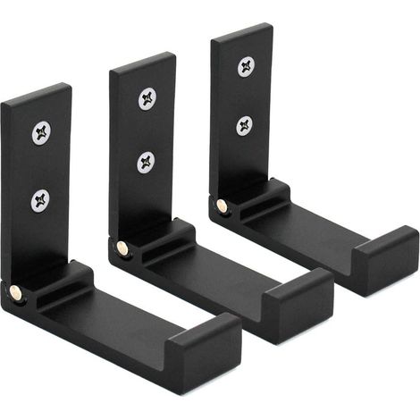 MIMOSON-3 Pack Collapsible Wall Hooks, Invisible Collapsible Aluminum Headphone, Coat, Clothes Hooks for Kitchen, Bathroom, Bedroom, Holds up to 15kg (Black) (1/5)