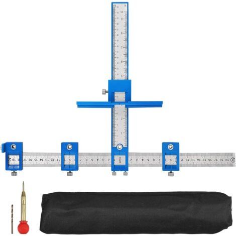 Kit de Gabarit de Quincaillerie Poinçon Réglable Gabarit de Percage Matériel D'armoire Repère de Perforation Guide de Perçage Manchon de Gabarit Outil de Mesure Perçage du Bois Trou de Douille