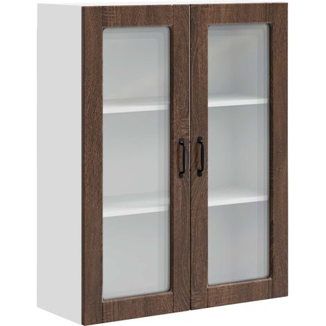 Maison Exclusive - Mobile in vetro da parete PORTO Rovere Marrone 80 x 31 x 100 cm