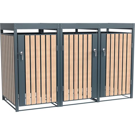 Westmann Metall Mülltonnenbox Planta  3x240 L  Mülltonnenbox mit Pflanzdach  84x200x124 cm