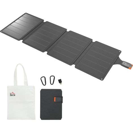 Faltbares 36-W-Solarladegerät, tragbares Panel, USB-C- und USB-A-Anschlüsse, wasserdicht (IP67), 89,8 x 27,9 x 1 cm, Grau