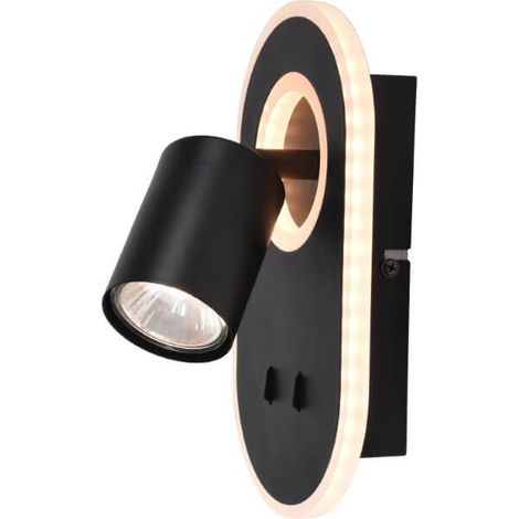 BRILLIANT lampe, spot mural à LED Kimon, noir, 1x PAR51, GU10, 5W adapté aux lampes à réflecteur, tête pivotante (1/3)