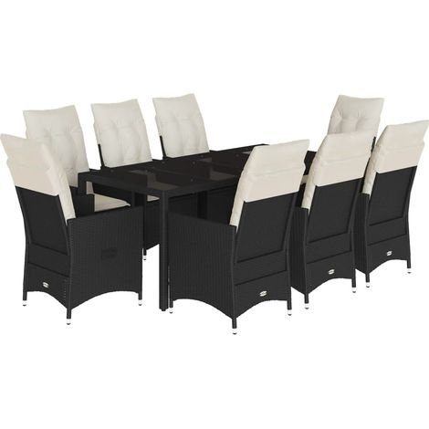 Maison Exclusive - Set da Pranzo da Giardino 9 pz con Cuscini Nero in Polyrattan (1/5)