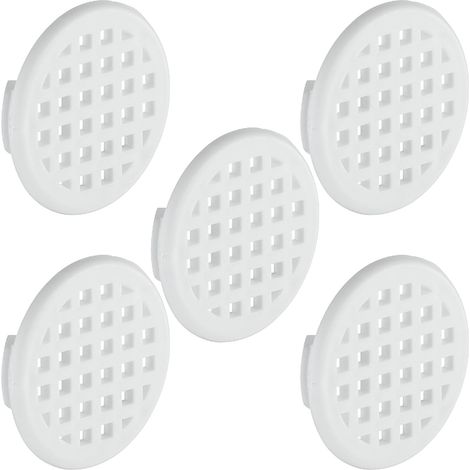 5x Grille de ventilation aération ronde en plastique diamètre encastrement 31mm hauteur 6mm Cache Protection Plafond Mur Menuiserie, blanc (1/3)