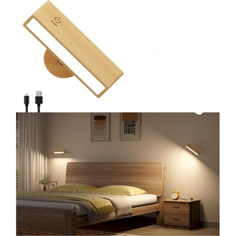 Wireless Wall Light, Rechargeable Wireless Wall Lamp, Battery Operated Stepless Dimming Wall Light, Touch-Sensitive Bedside Wall Lamp for Bedroom (1/5)