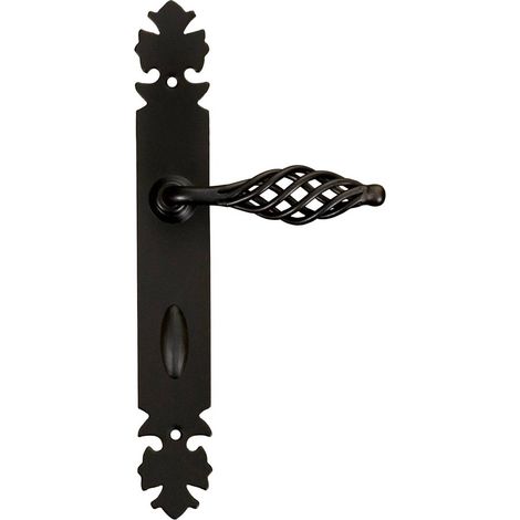 Maniglia per porta LAGOS con placca WC 72 NERA