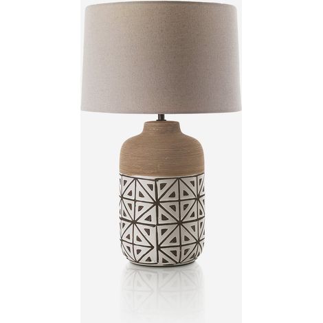 Tischlampe mit Keramikfuß und Fioriva B Schirm