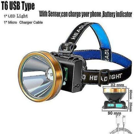 500000lm Xhp90.lampe frontale la plus puissante Lampe frontale Usb phares