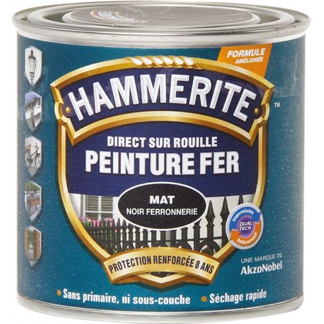 Pintura exterior hierro Directo sobre óxido HAMMERITE negro herrajes mate 0,25 l HAMMERITE