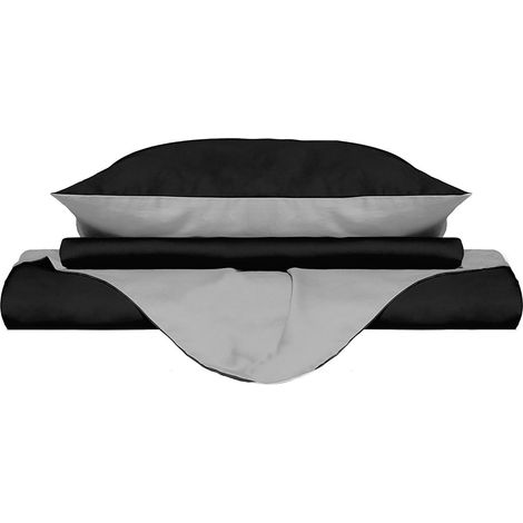 Copripiumino con Sacco e Federe Doubleface Nero/Grigio Chiaro Singolo (1/5)