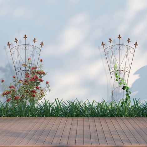 Set di tralicci in metallo - design fleur de lis supporto per piante rampicanti