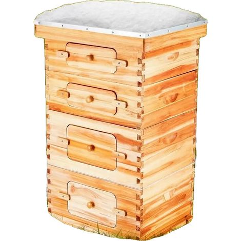 Colmena, madera de cedro, ventanas de acrílico transparente, madera (1/2)