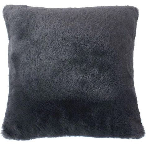 Coussin Déco Imitation Fourrure "Rabbit Pop" 40x40cm Anthracite