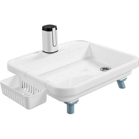 Évier portable – Station de lavage multifonctionnelle avec pompe électrique et support amovible, pour le camping en plein air et le jardin (1/5)