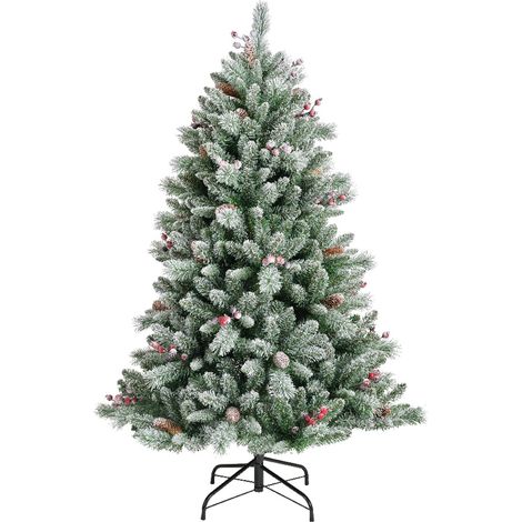 Albero di natale Frosty "Windham innevato" in PE effetto real touch con bacche rosse -150 cm (1/4)