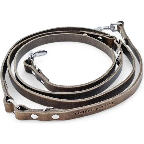 Laisse réglable multiposition pour chien en cuir pleine fleur tanné végétal 220 cm - PANGIVO