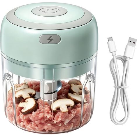 Hachoir À Ail Broyeur De Cuisine Rechargeable Sans Fil  Mini Hachoir 250 Millilitres Pour Fruits Légumes Viande Bœuf Poulet Fromage Oignon Cuisine Maison (1/5)