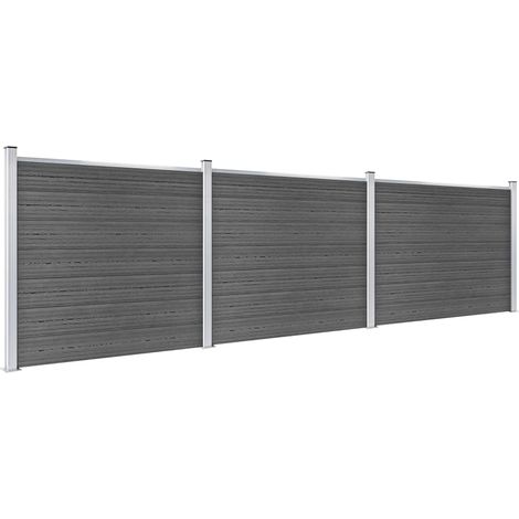 Clôture WPC/Ensemble de Panneau de Clôture,Barrière de jardin 526x146 cm Noir -24762 (1/5)