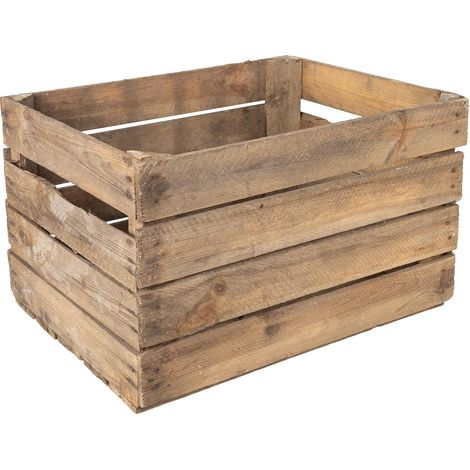 Creative Deco Große Holzkiste Shabby Vintage 50 x 40 x 30 cm – Geflammte Obstkiste aus Holz, Weinkiste, Erntekiste & Aufbewahrungsbox (1/5)