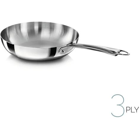 AGNELLI Padella alta Aluinox 3ply Inox con 1 Manico 28x6,5 cm (1/2)