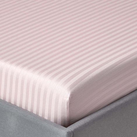 HOMESCAPES Drap-housse rayé 140 x 200 cm 100 % coton égyptien 330 fils coloris violet