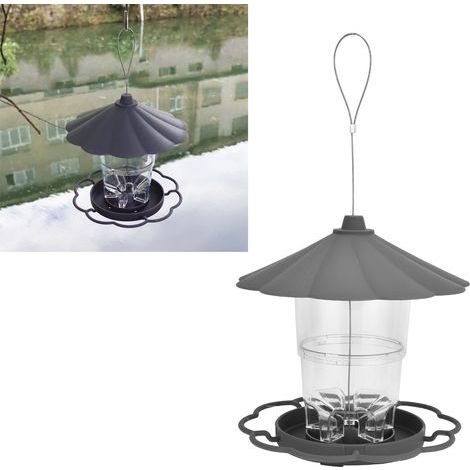Transparent Pavilion-Shaped Bird Feeder with Roof for Garden and Yard (1/5)