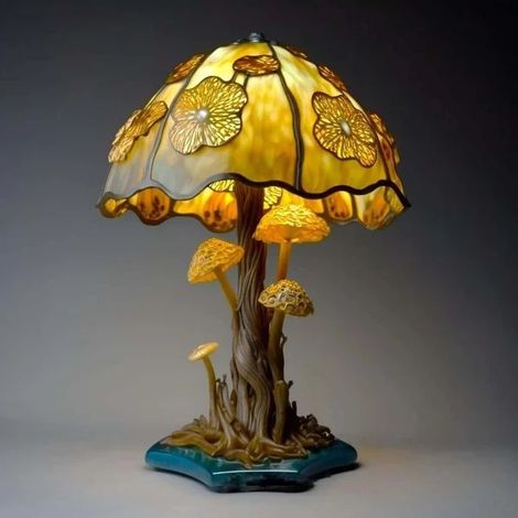 Lámpara de mesa Mushroom A (funciona con pilas) - Lámpara de mesa retro - Luz nocturna con animales 3D - 17 cm - Adorno de luz LED 3D