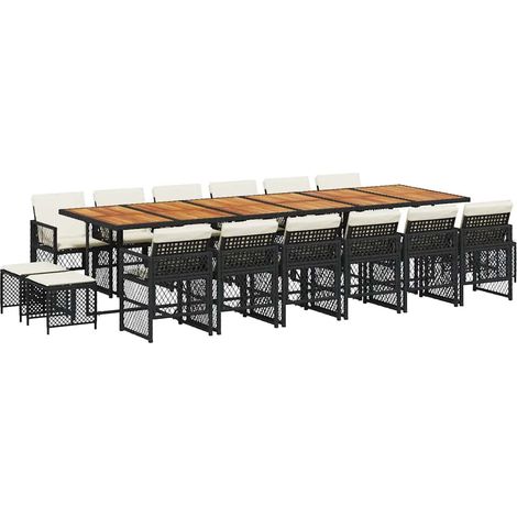 Maison Exclusive - Ensemble à manger de jardin 17 pcs coussins noir résine tressée (1/5)