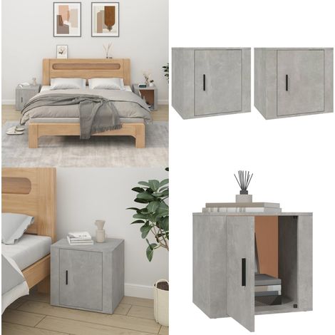 Nachttische 2 Stk. Betongrau 50x39x47 cm - Beton Grau Nachttisch - Holzwerkstoff Möbel - Wohnzimmer Dekoration - Schlafzimmer Einrichtung - Kommoden - Home & Living